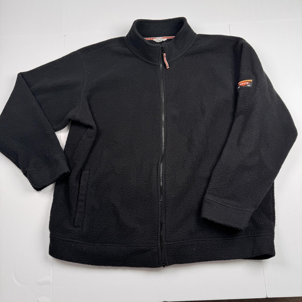 Orvis Jacket Mens 2XL Black Full Zip Fleece Outdoor Warm Hiking Coat Casual